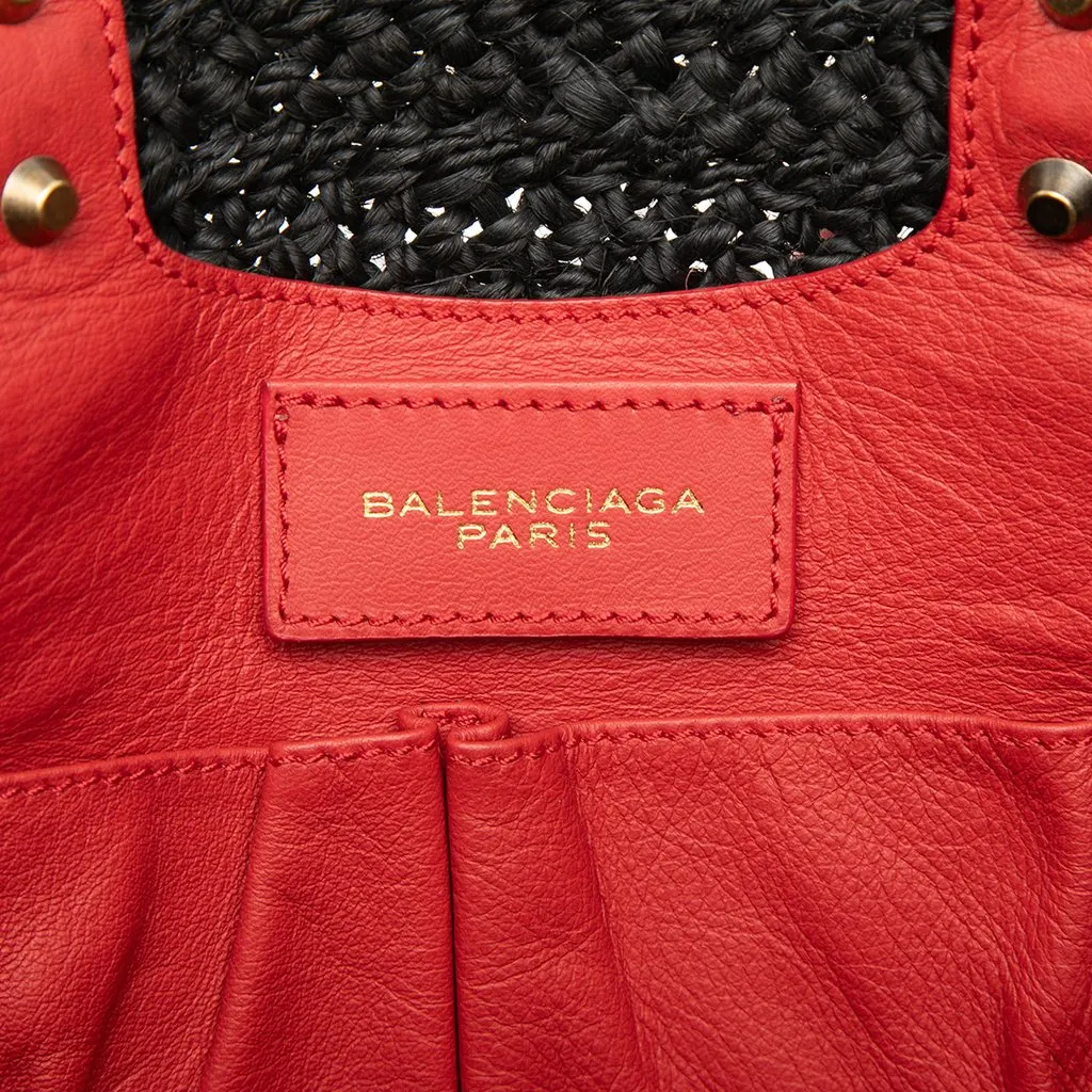 Balenciaga Raffia Motocross Classic Panier Basket Tote Red Very good - Box View