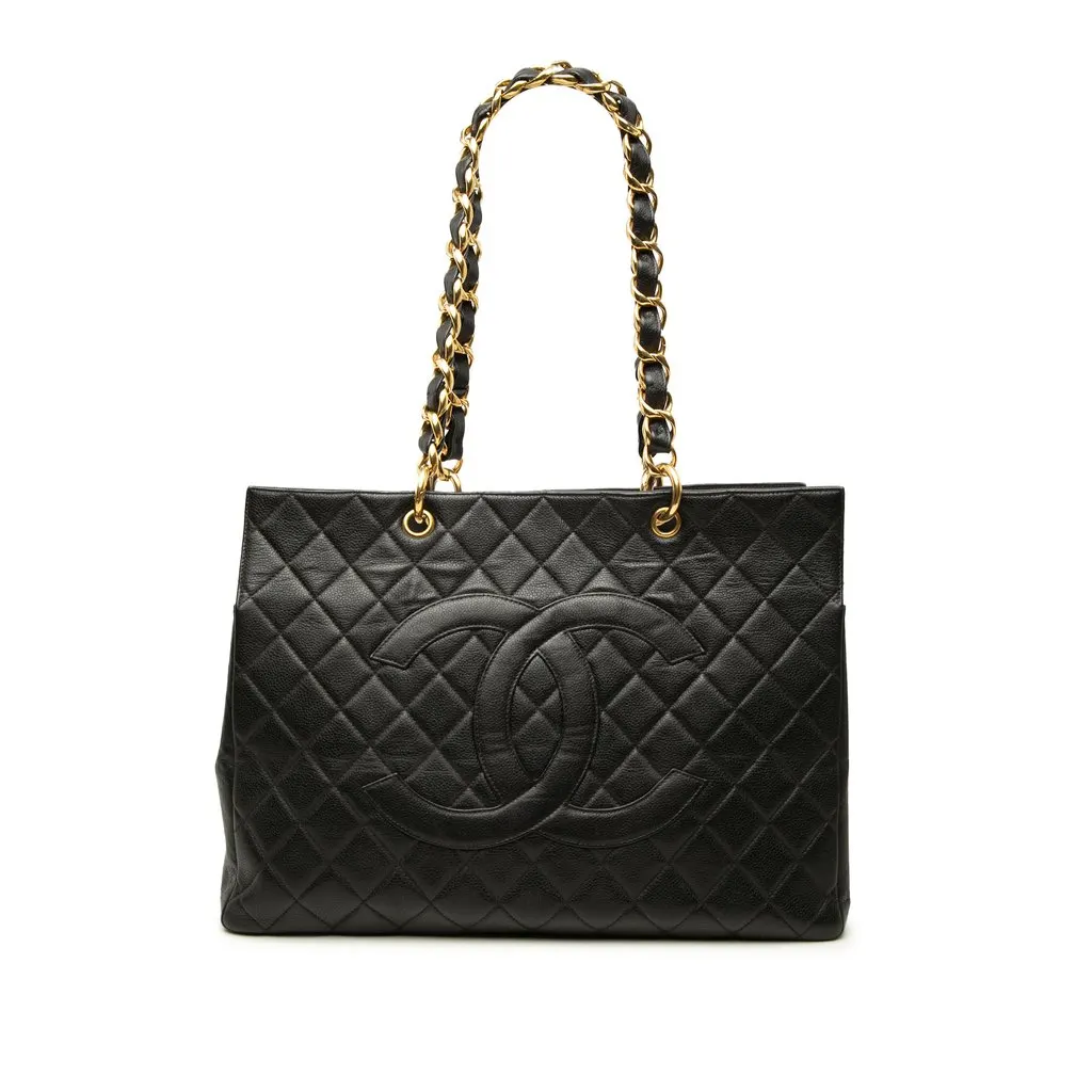 Chanel Grand CC Caviar Timeless Shopping Tote XL Black Leather Very good - Front View