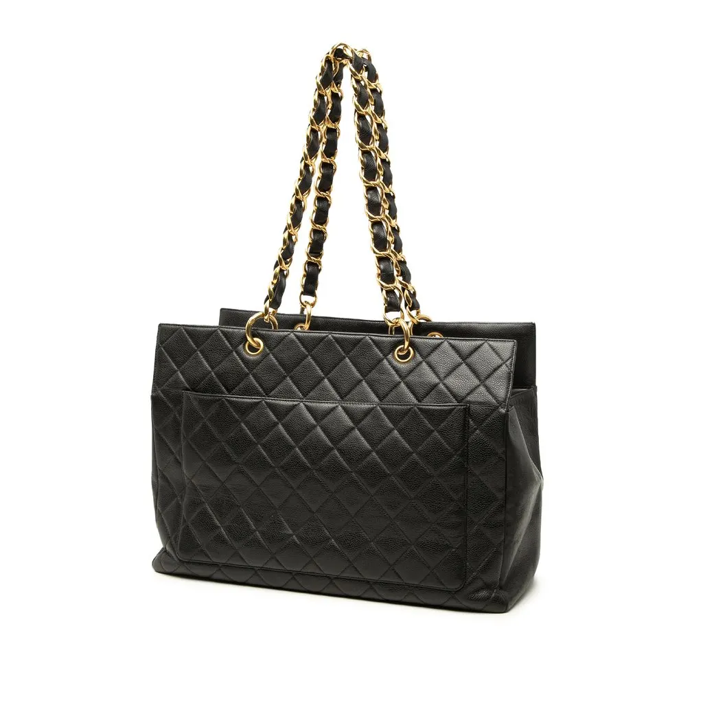 Chanel Grand CC Caviar Timeless Shopping Tote XL Black Leather Very good - Back View