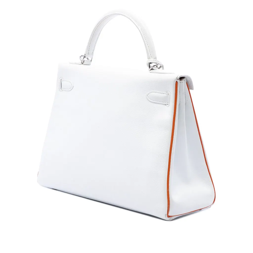 Hermès Bicolor Epsom Kelly II Retourne 32 White Leather Good - Back View
