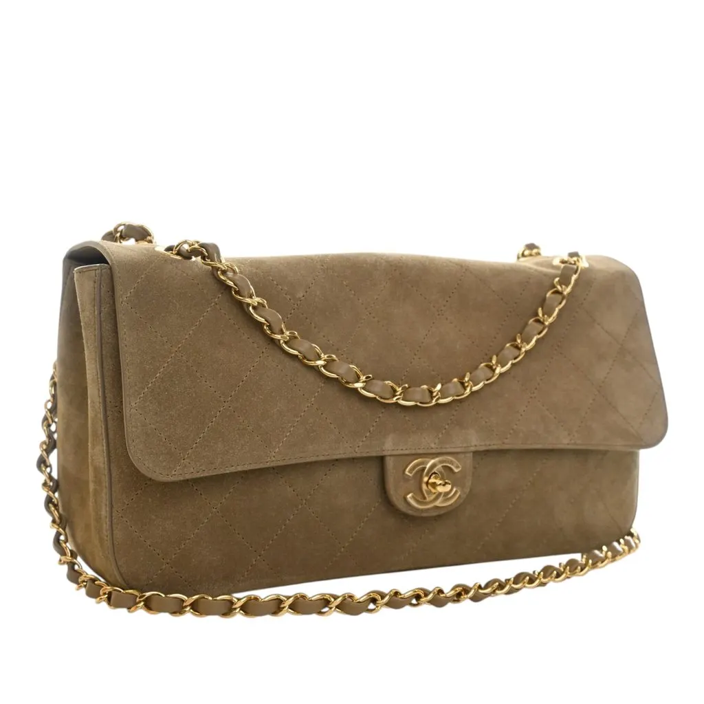 Chanel Small Quilted Suede Souplissimo Maxi Flap Brown Leather Never worn - Back View