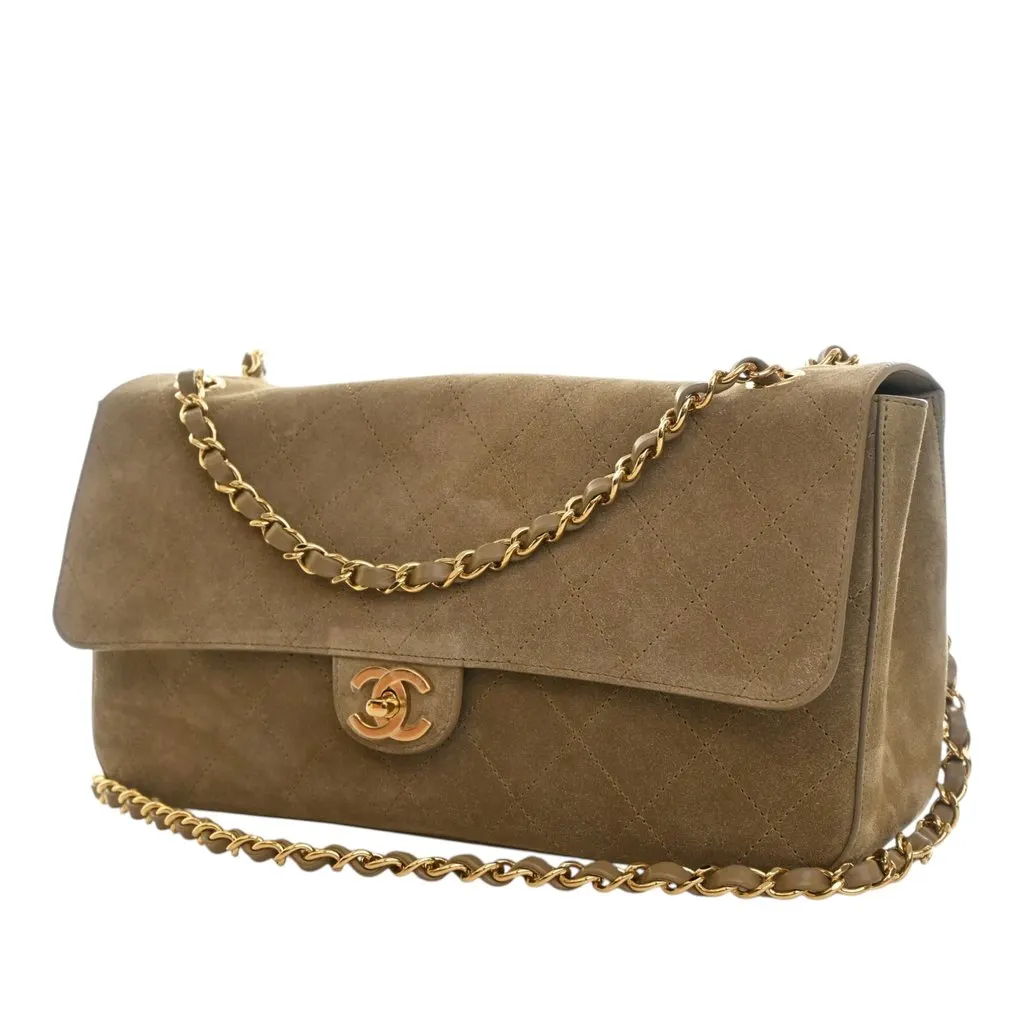 Chanel Small Quilted Suede Souplissimo Maxi Flap Brown Leather Never worn - Inside View