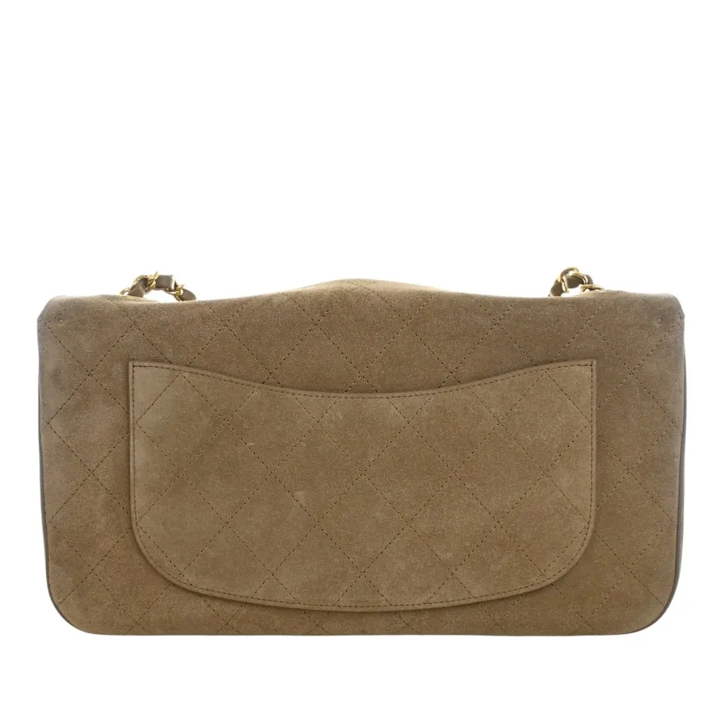 Chanel Small Quilted Suede Souplissimo Maxi Flap Brown Leather Never worn - Model View