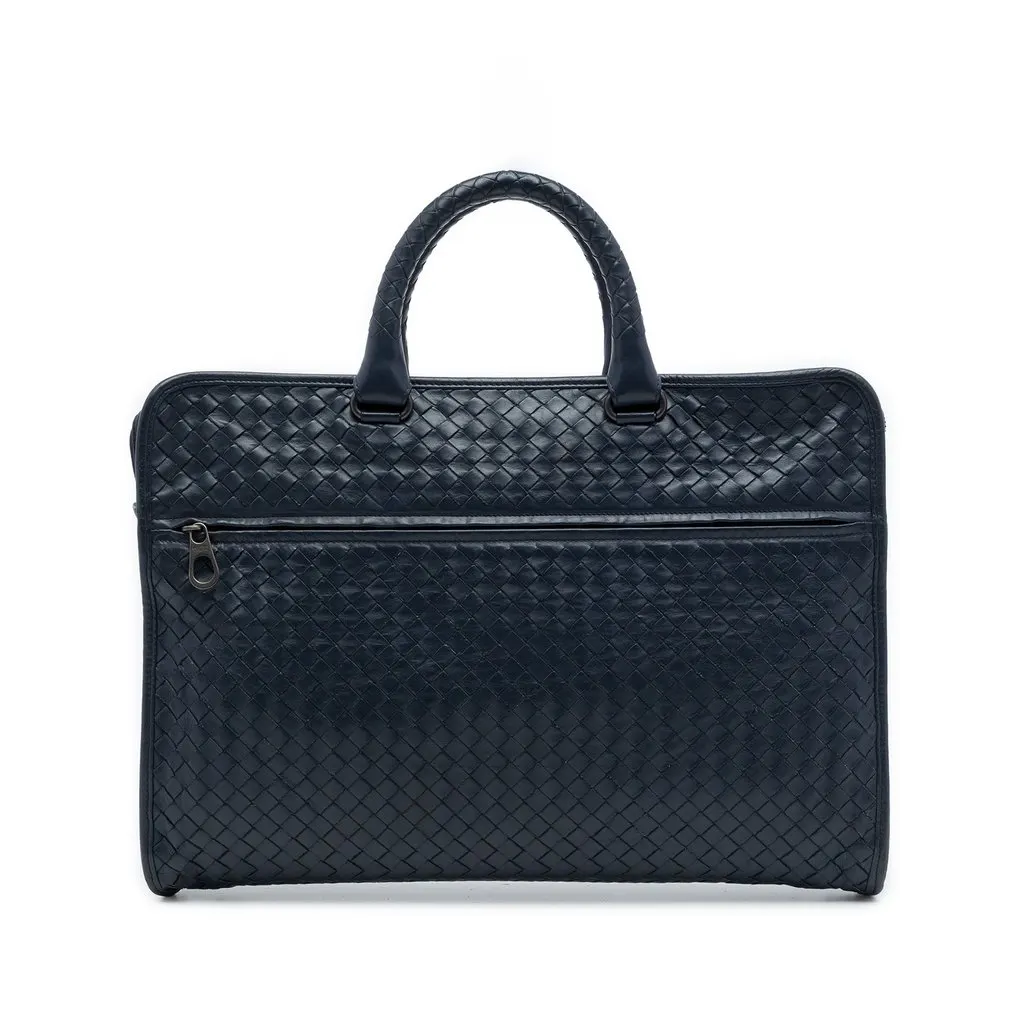 Bottega Veneta Nappa Intrecciato Briefcase Black Leather Very good - Front View