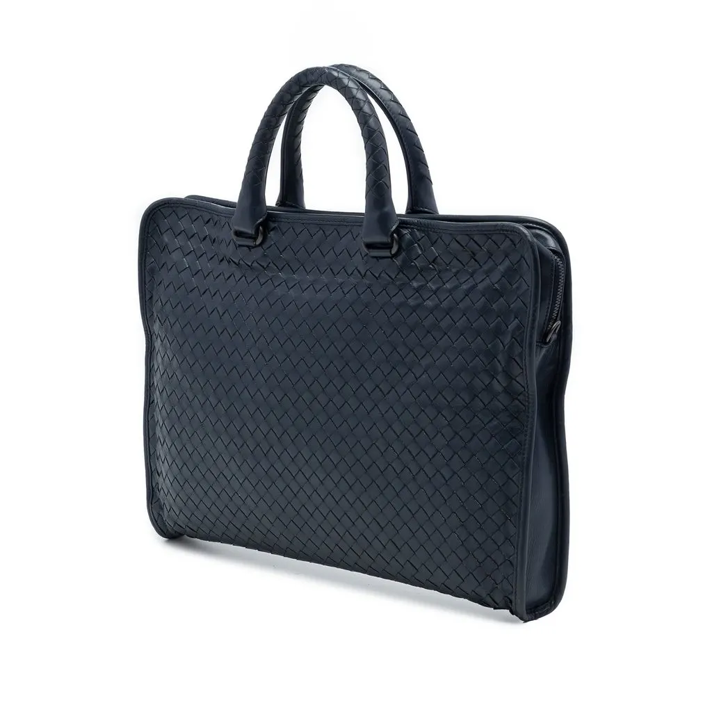 Bottega Veneta Nappa Intrecciato Briefcase Black Leather Very good - Back View