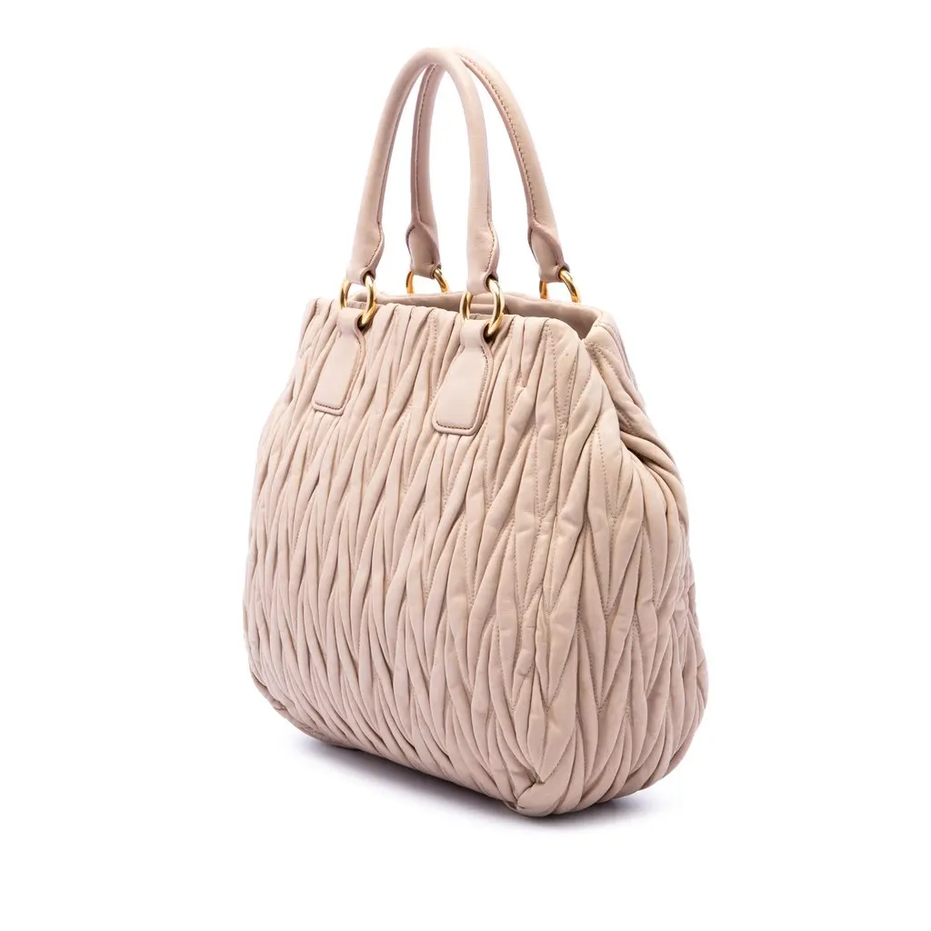 Miu Miu Matelasse Nappa Convertible Tote Beige Leather Very good - Back View