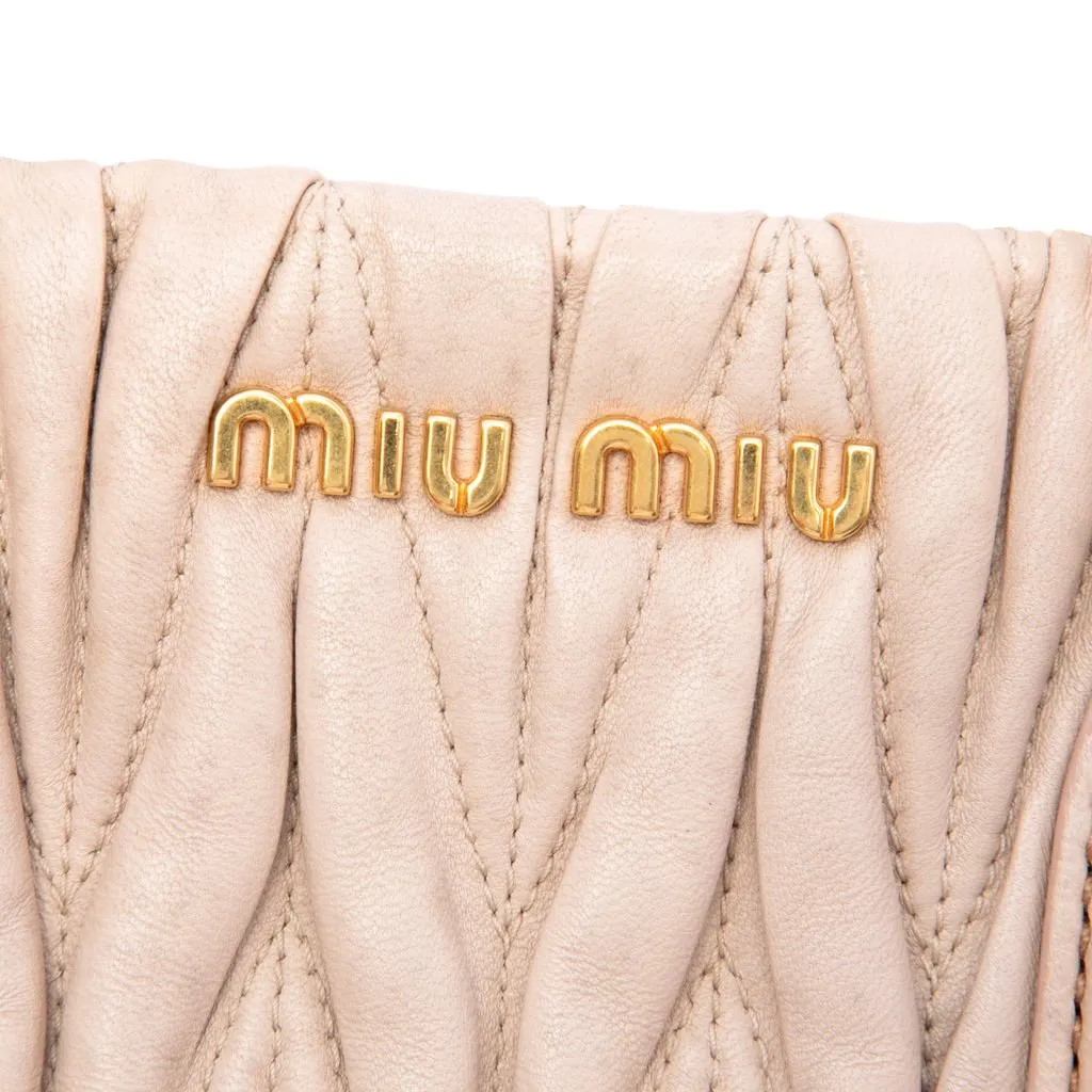 Miu Miu Matelasse Nappa Convertible Tote Beige Leather Very good - Box View