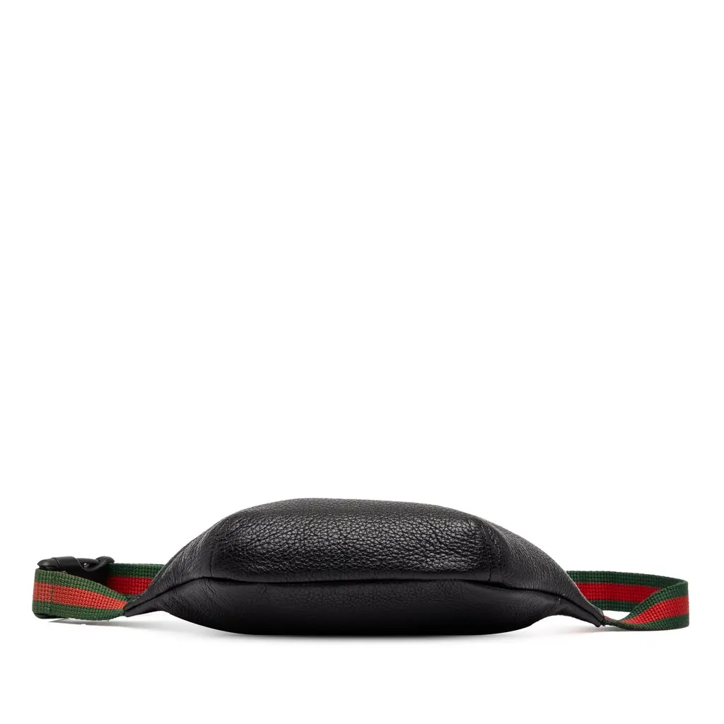 Gucci Small Grained Calfskin Web Logo Belt Bag Black Leather Very good - Inside View