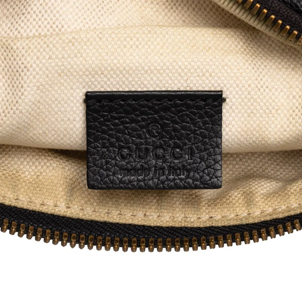 Gucci Small Grained Calfskin Web Logo Belt Bag Black Leather Very good - Box View