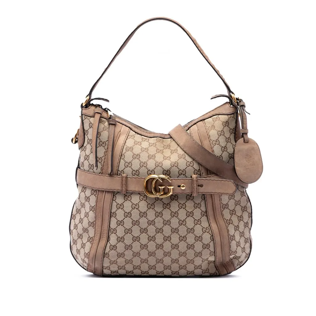 Gucci Medium GG Canvas Running Satchel Beige Very good - Front View