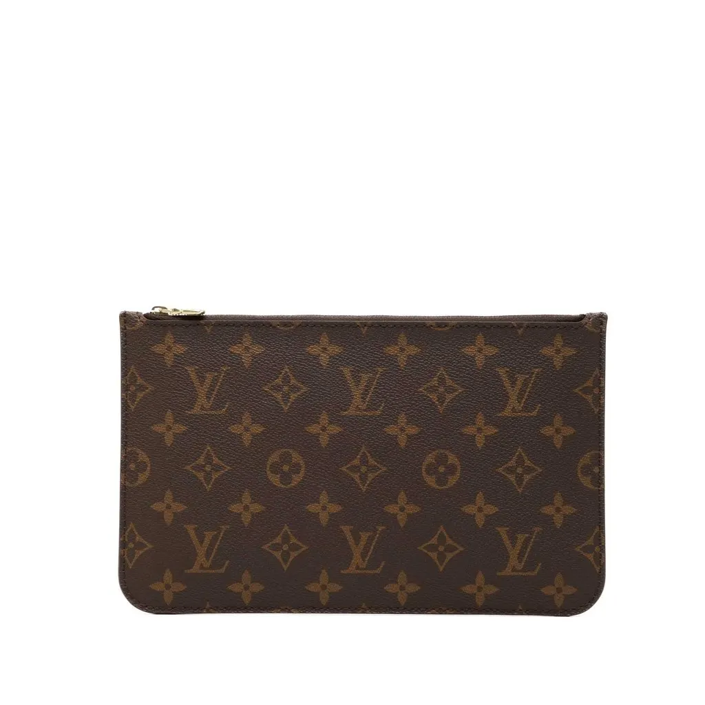 Louis Vuitton Monogram Neverfull MM Pouch Brown Canvas Very good - Front View