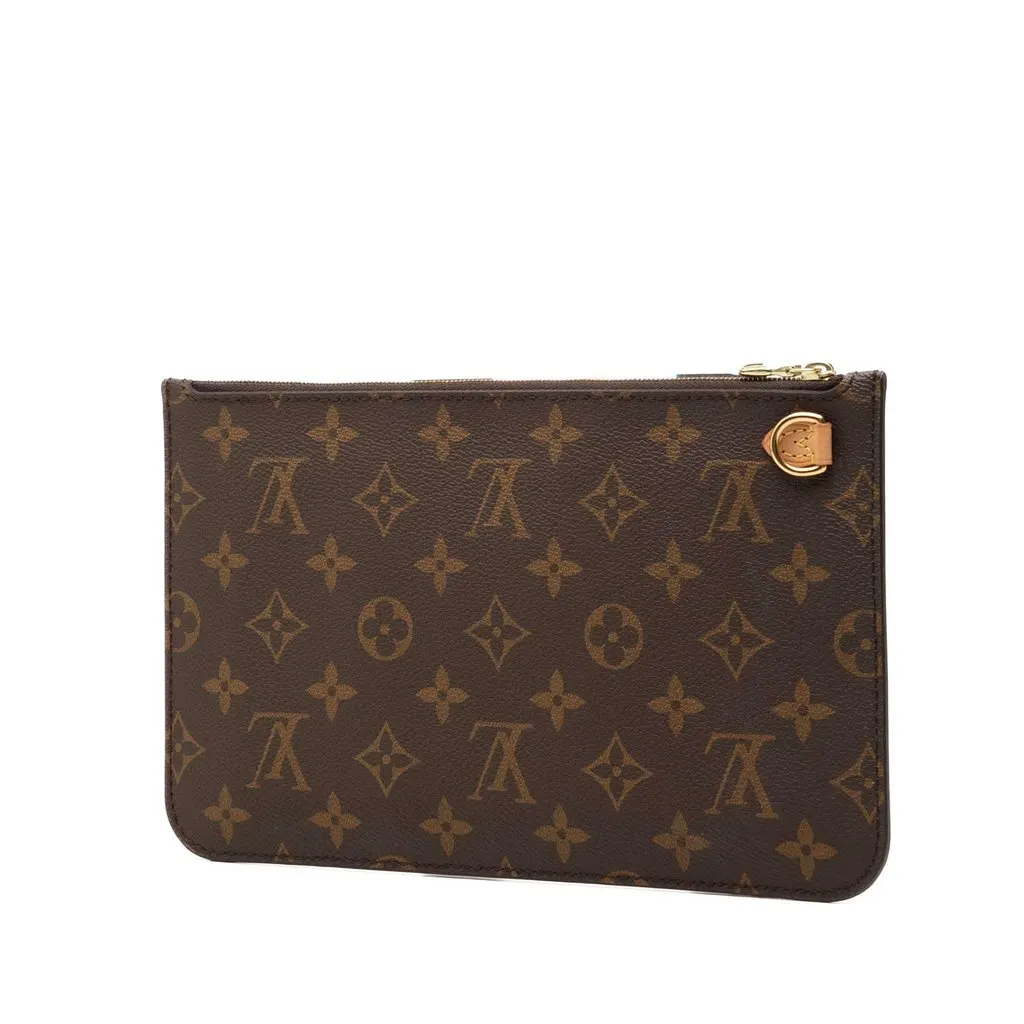 Louis Vuitton Monogram Neverfull MM Pouch Brown Canvas Very good - Back View