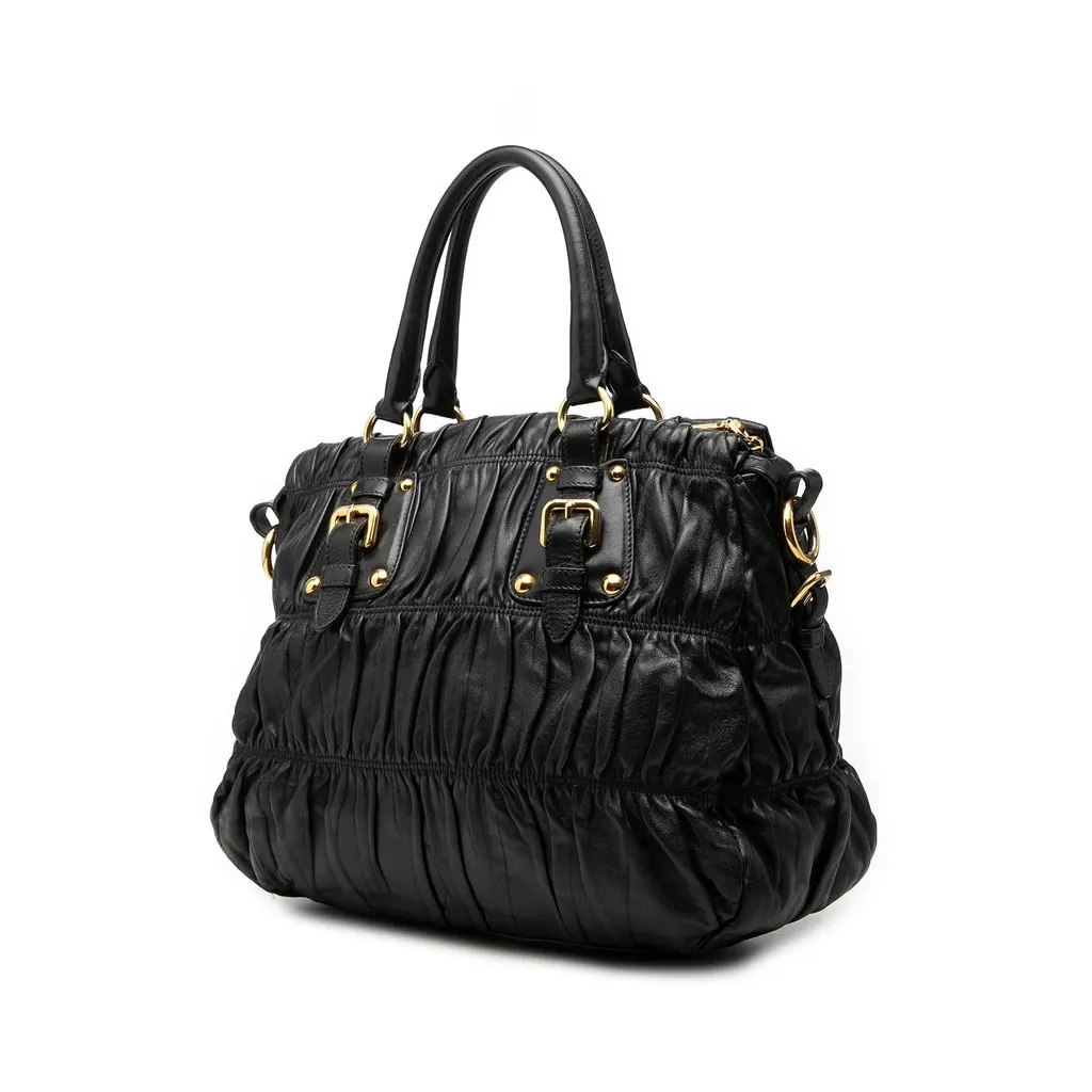 Prada Nappa Gaufre Satchel Black Leather Very good - Back View