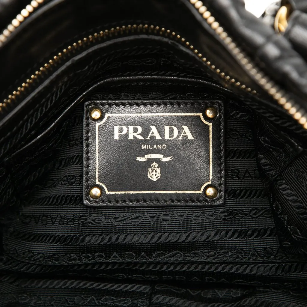 Prada Nappa Gaufre Satchel Black Leather Very good - Box View