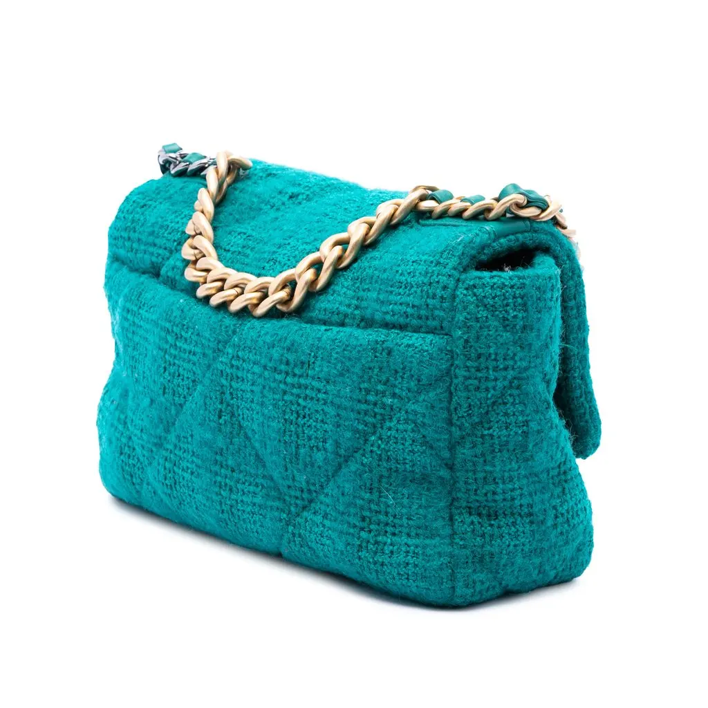 Chanel Medium Tweed 19 Flap Blue Very good - Back View