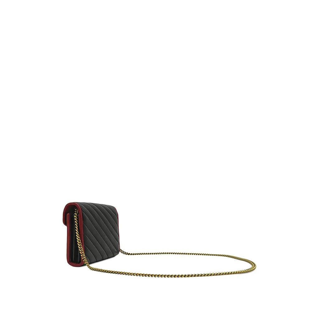 Gucci GG Marmont Matelasse Calfskin Torchon Wallet On Chain Black Leather Very good - Back View
