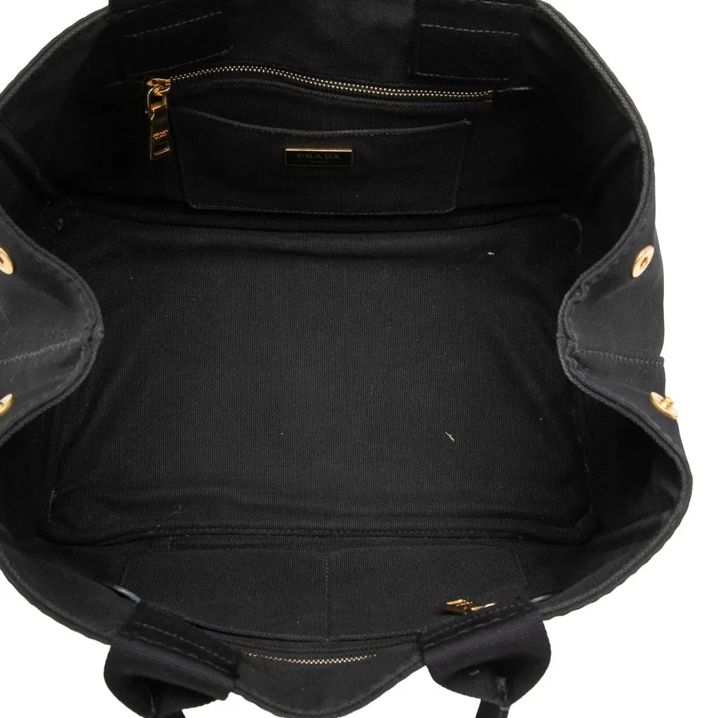 Prada Canvas Canapa Logo Tote Black Canvas Very good - Model View