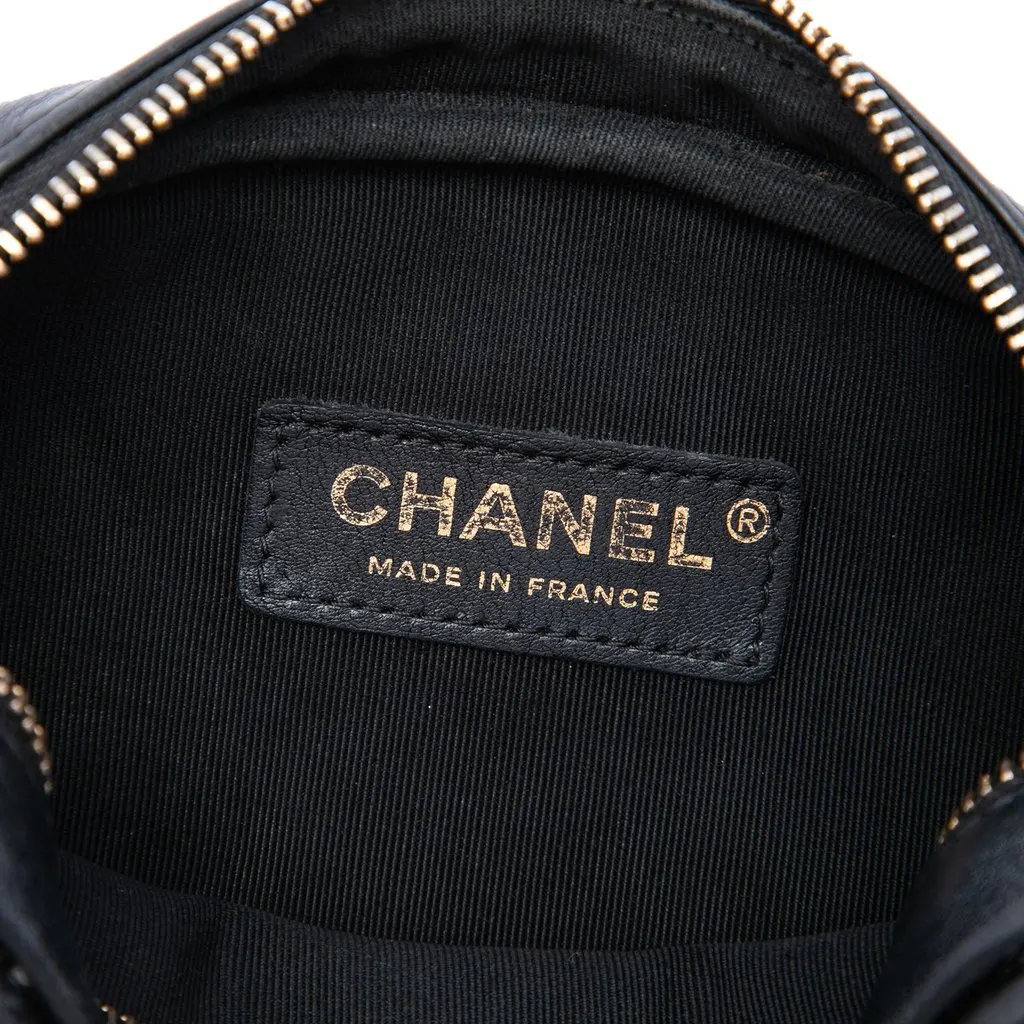 Chanel Small Quilted Lambskin Buckle Camera Bag Black Leather Very good - Box View