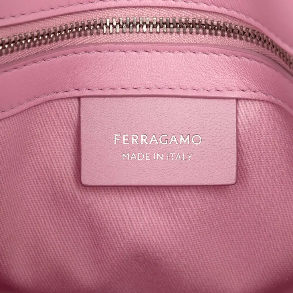 Salvatore Ferragamo Small Canvas Signature Tote Pink Very good - Box View