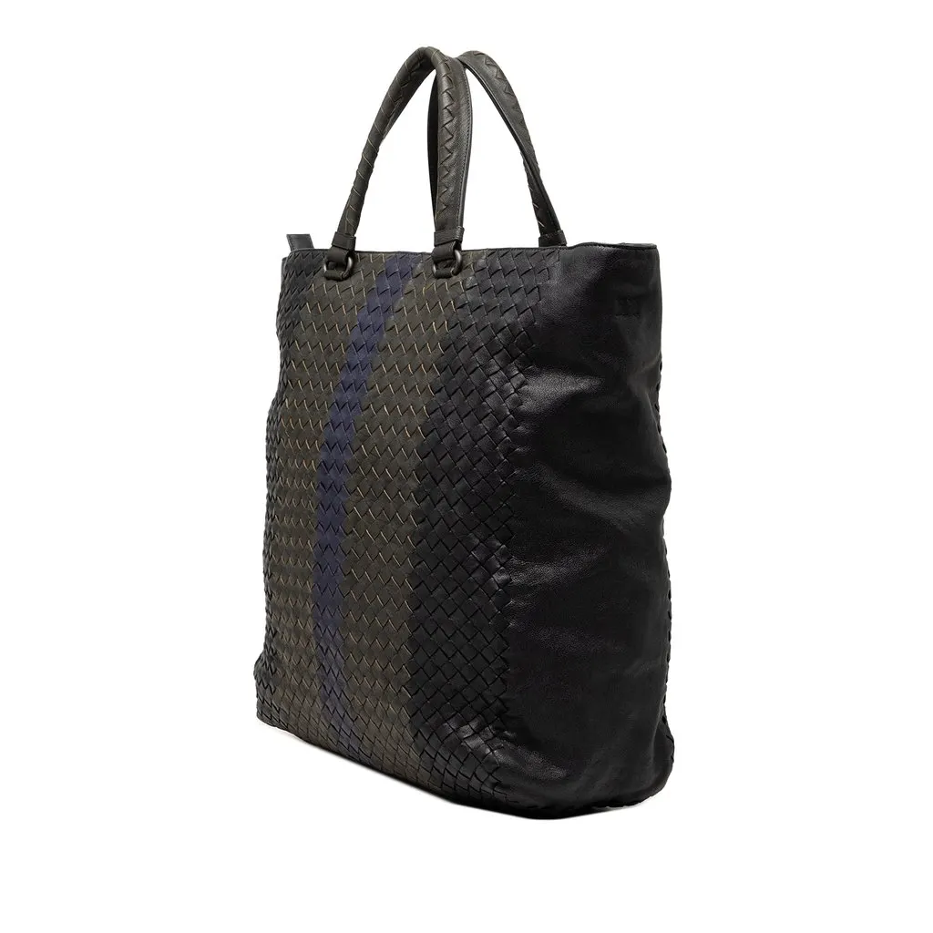Bottega Veneta Tricolor Nappa Intrecciato Convertible Tote Black Leather Very good - Back View