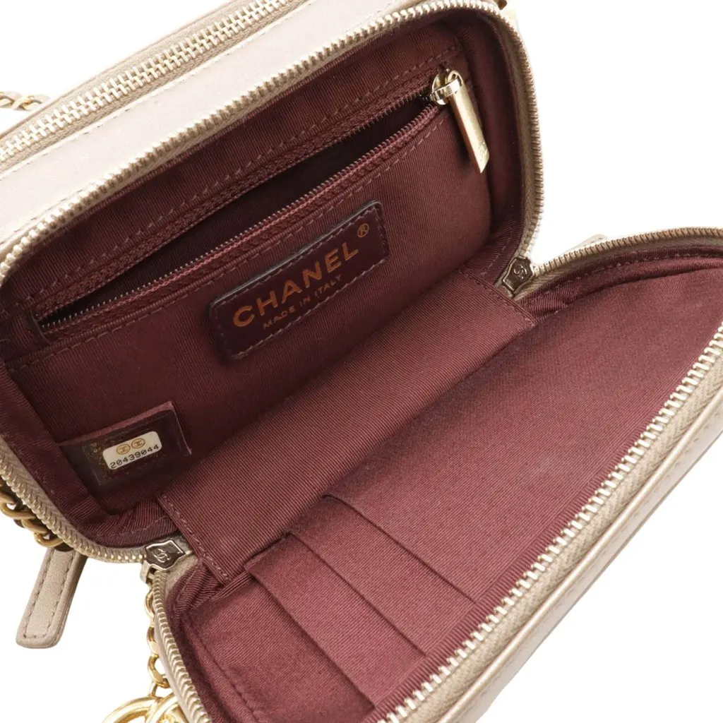 Chanel Mini Quilted Lambskin Coco Boy Camera Bag Gold Leather Very good - Inside View