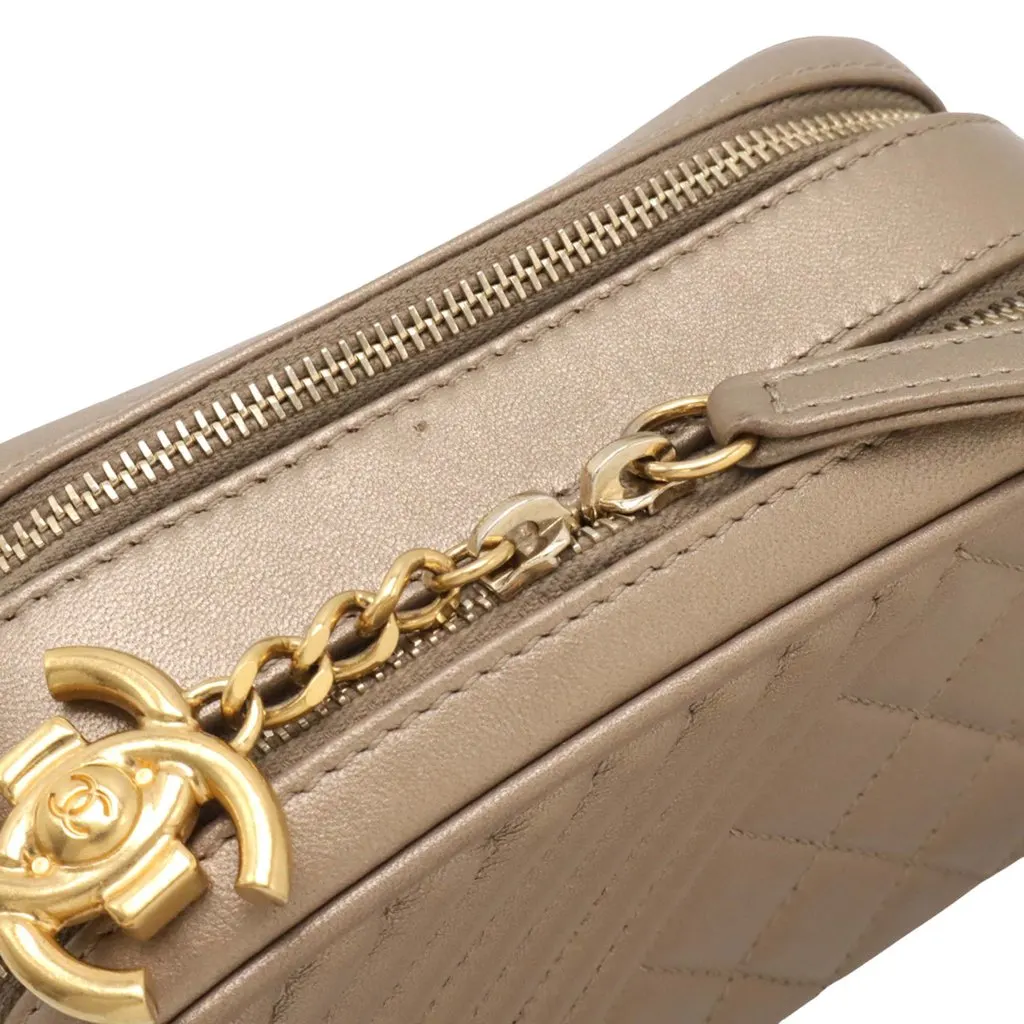 Chanel Mini Quilted Lambskin Coco Boy Camera Bag Gold Leather Very good - Box View
