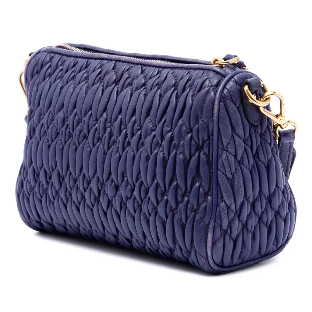 Miu Miu Matelasse Nappa Crystal Charm Shoulder Bag Purple Leather Very good - Back View
