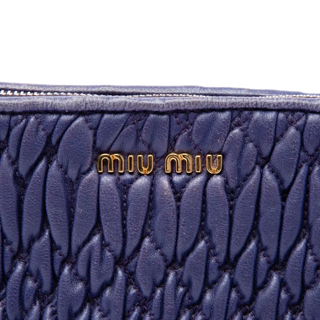 Miu Miu Matelasse Nappa Crystal Charm Shoulder Bag Purple Leather Very good - Box View