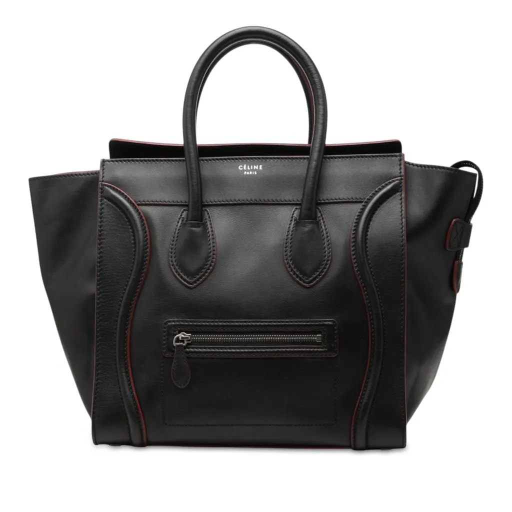 Celine Mini Calfskin Luggage Tote Black Leather Very good - Front View