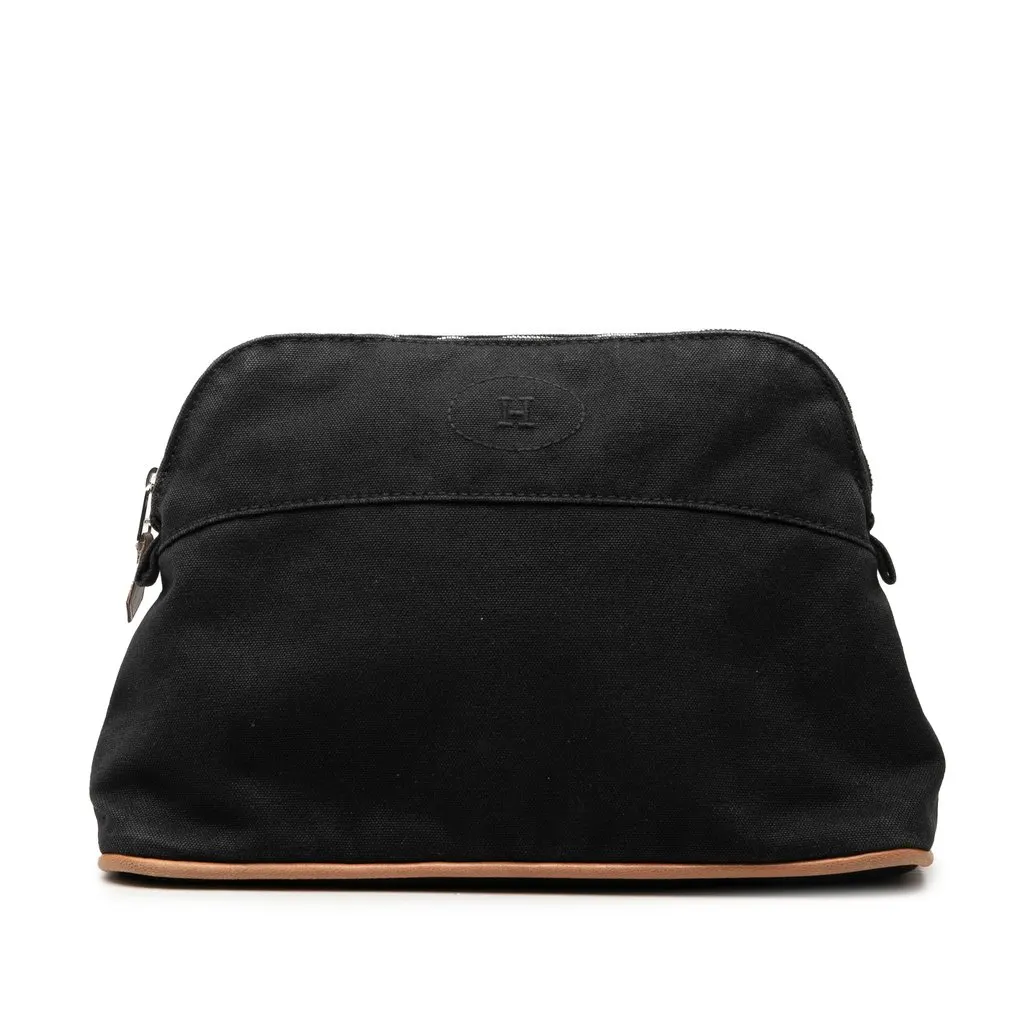 Hermès Toile Bolide Trousse De Voyage Pouch PM Black Very good - Front View