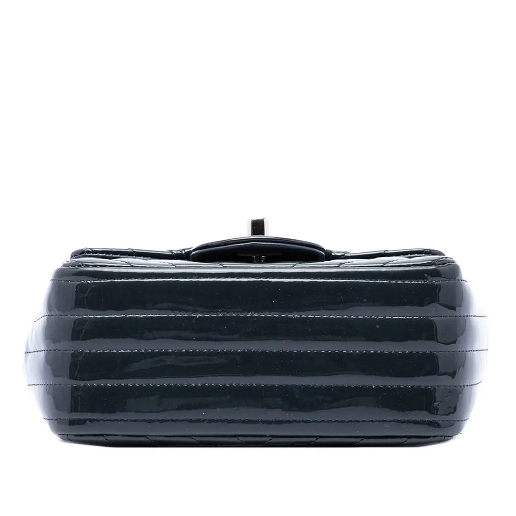 Chanel Mini Square Classic Chevron Patent Single Flap Blue Leather Very good - Inside View