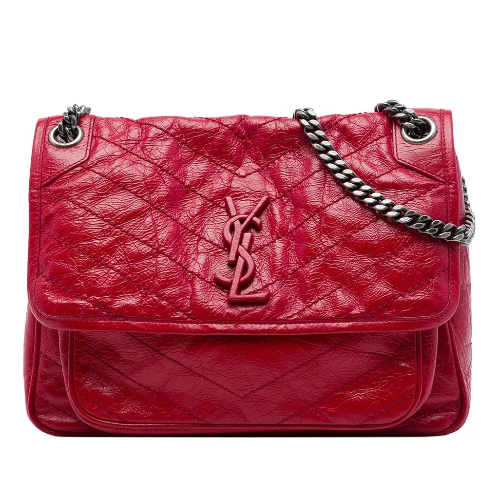 Saint Laurent Medium Crinkled Calfskin Niki Red Leather Very good - Front View