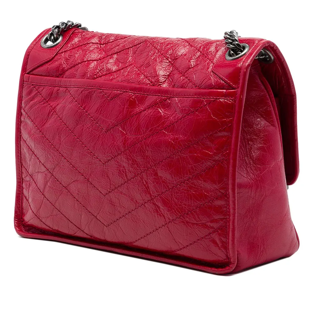 Saint Laurent Medium Crinkled Calfskin Niki Red Leather Very good - Back View