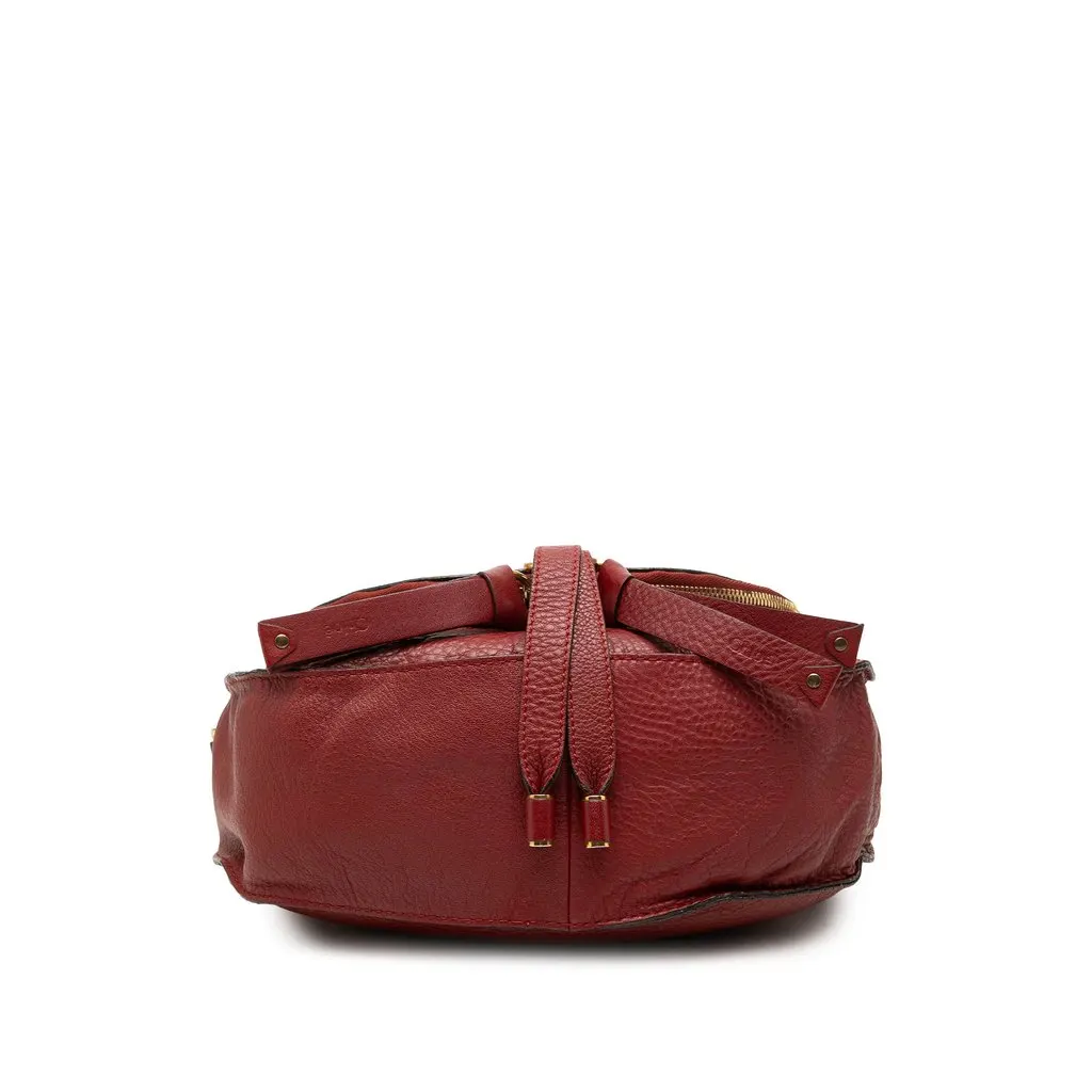 Chloé Medium Grained Calfskin Marcie Saddle Crossbody Red Leather Good - Inside View