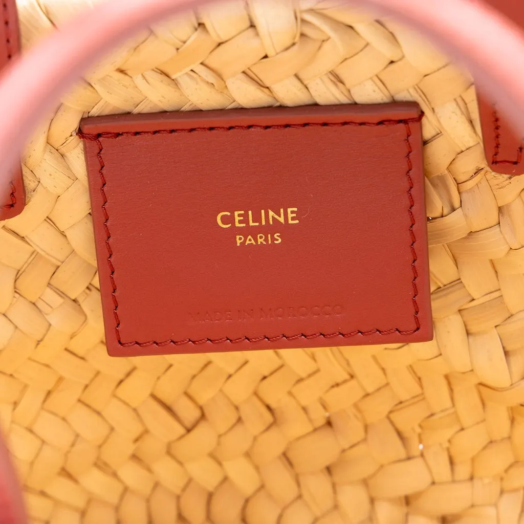 Celine Nano Raffia Cuir Triomphe Classic Panier Tote Beige Rattan Good - Box View