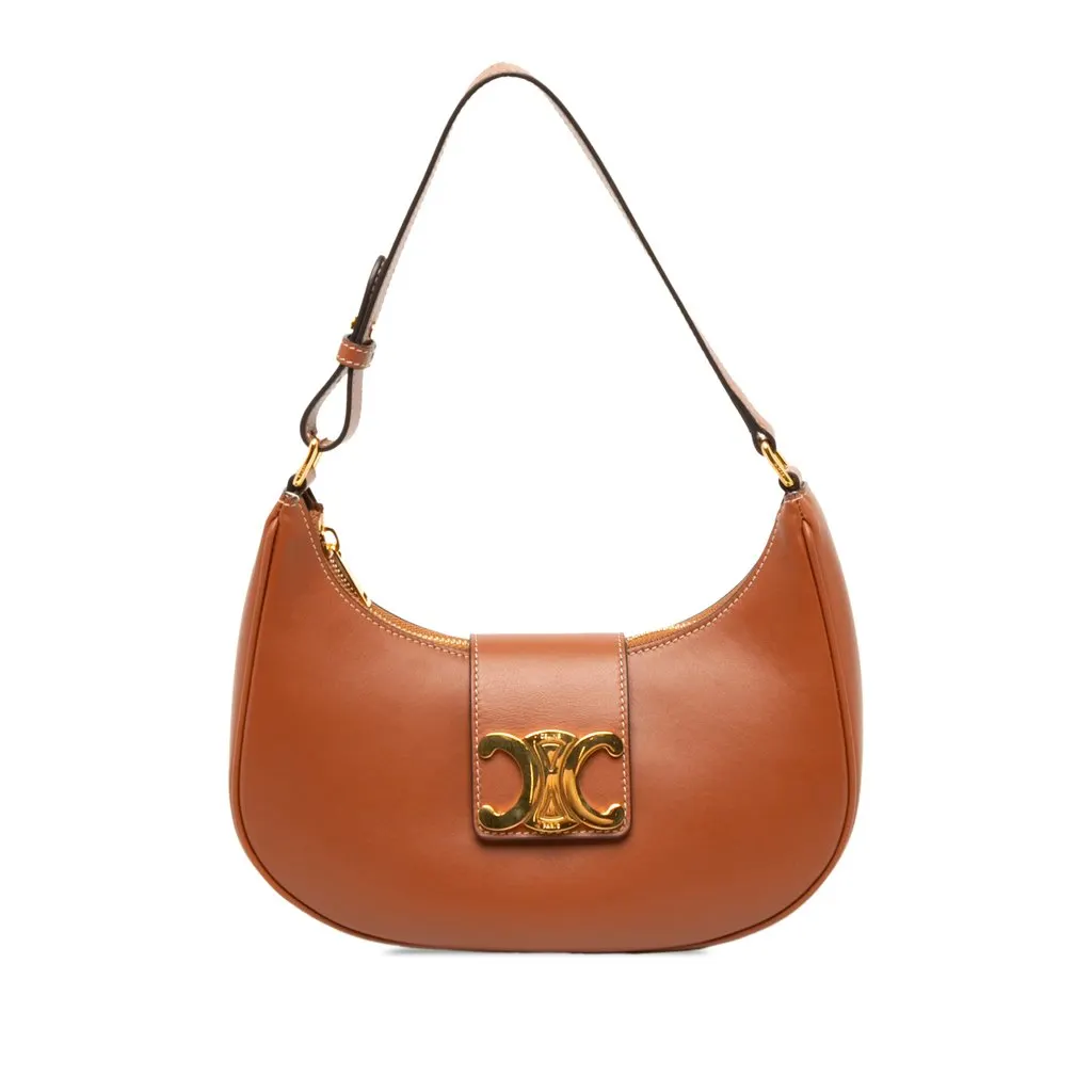 Celine Medium Smooth Calfskin Triomphe Ava Shoulder Bag Brown Leather Very good - Front View