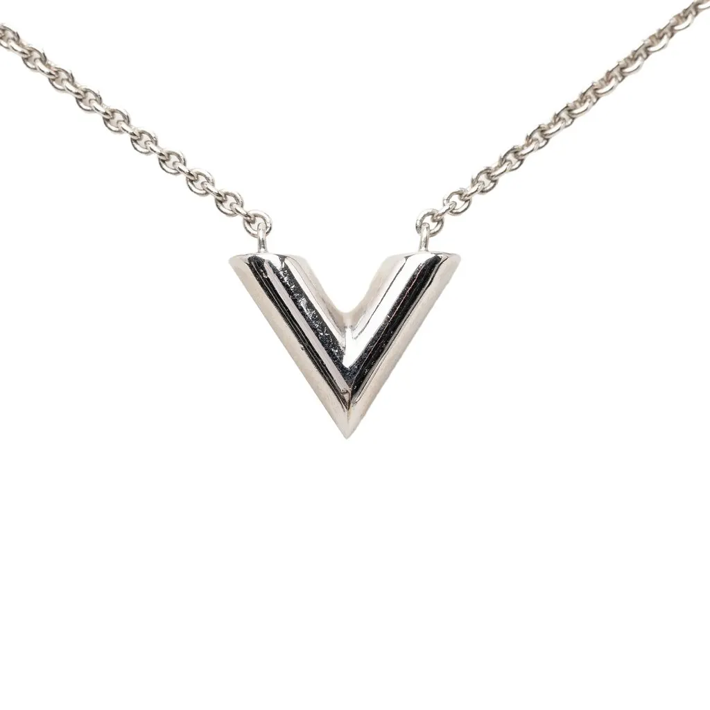 Louis Vuitton Brass Essential V Supple Necklace Silver Metal Very good - Back View