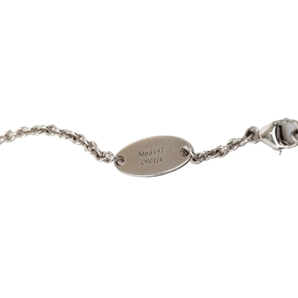 Louis Vuitton Brass Essential V Supple Necklace Silver Metal Very good - Model View