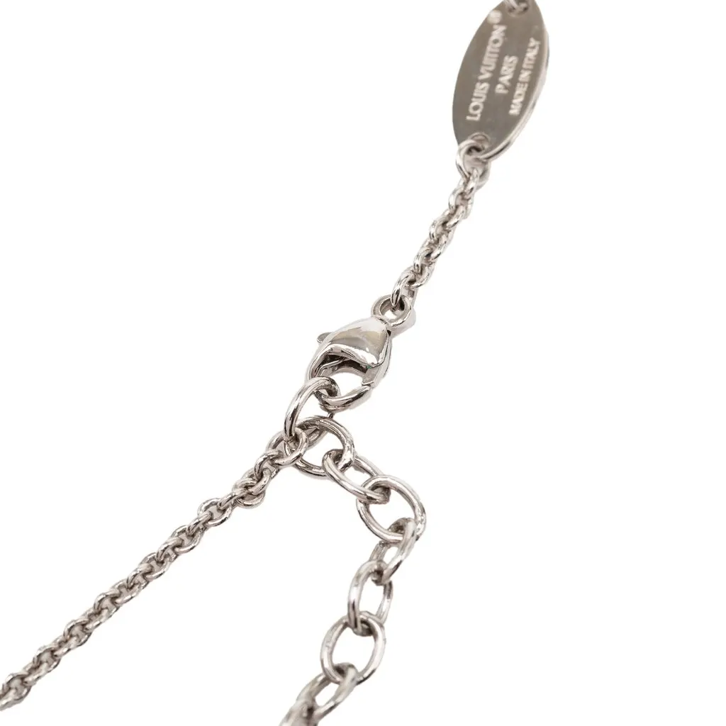 Louis Vuitton Brass Essential V Supple Necklace Silver Metal Very good - Box View