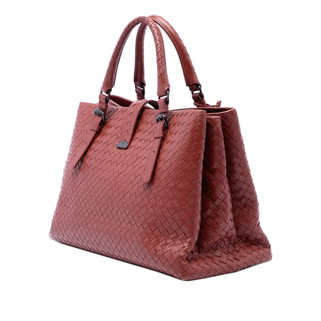 Bottega Veneta Medium Nappa Intrecciato Roma Tote Red Leather Very good - Back View