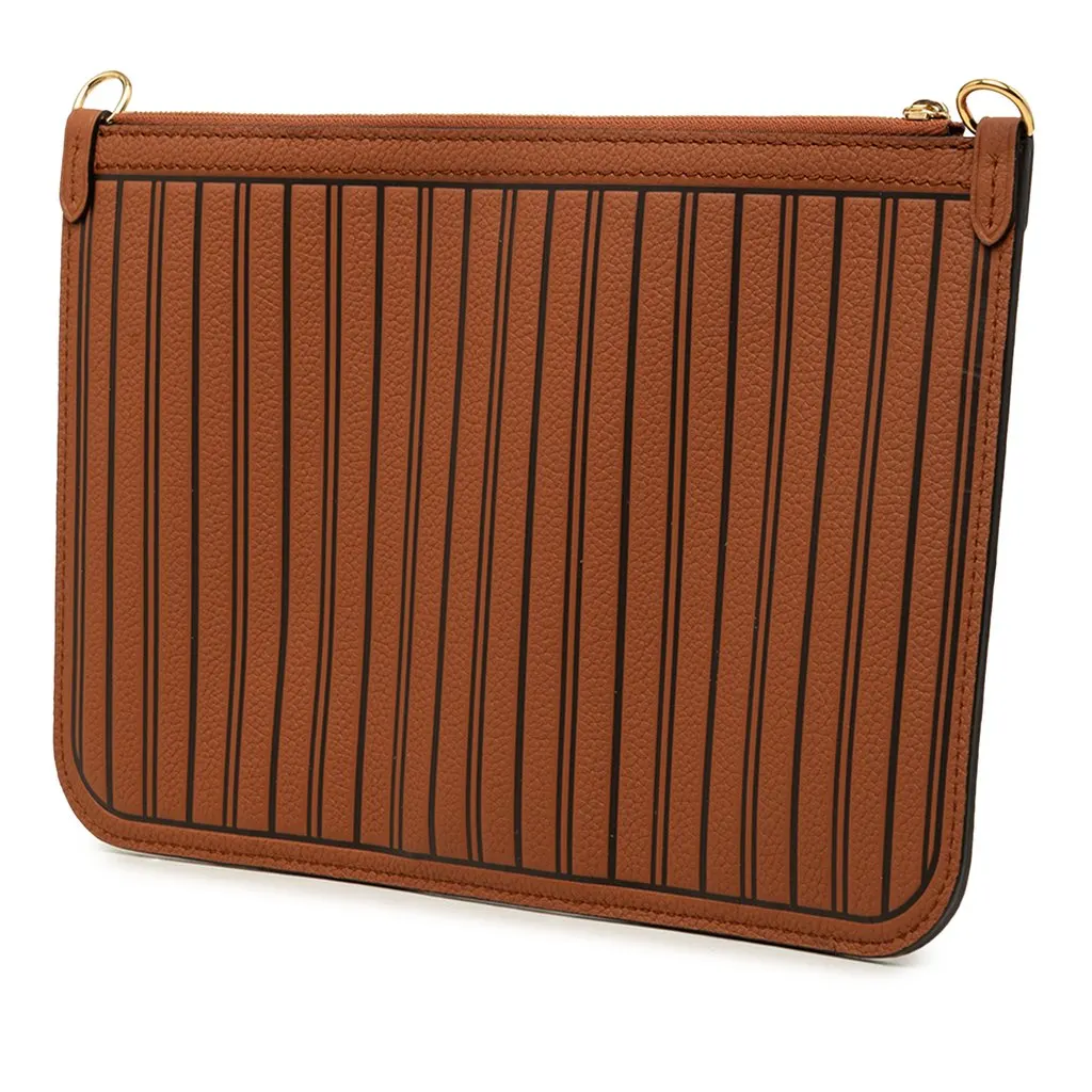 Louis Vuitton Calfskin Neverfull Inside Out MM Pouch Brown Leather Very good - Back View