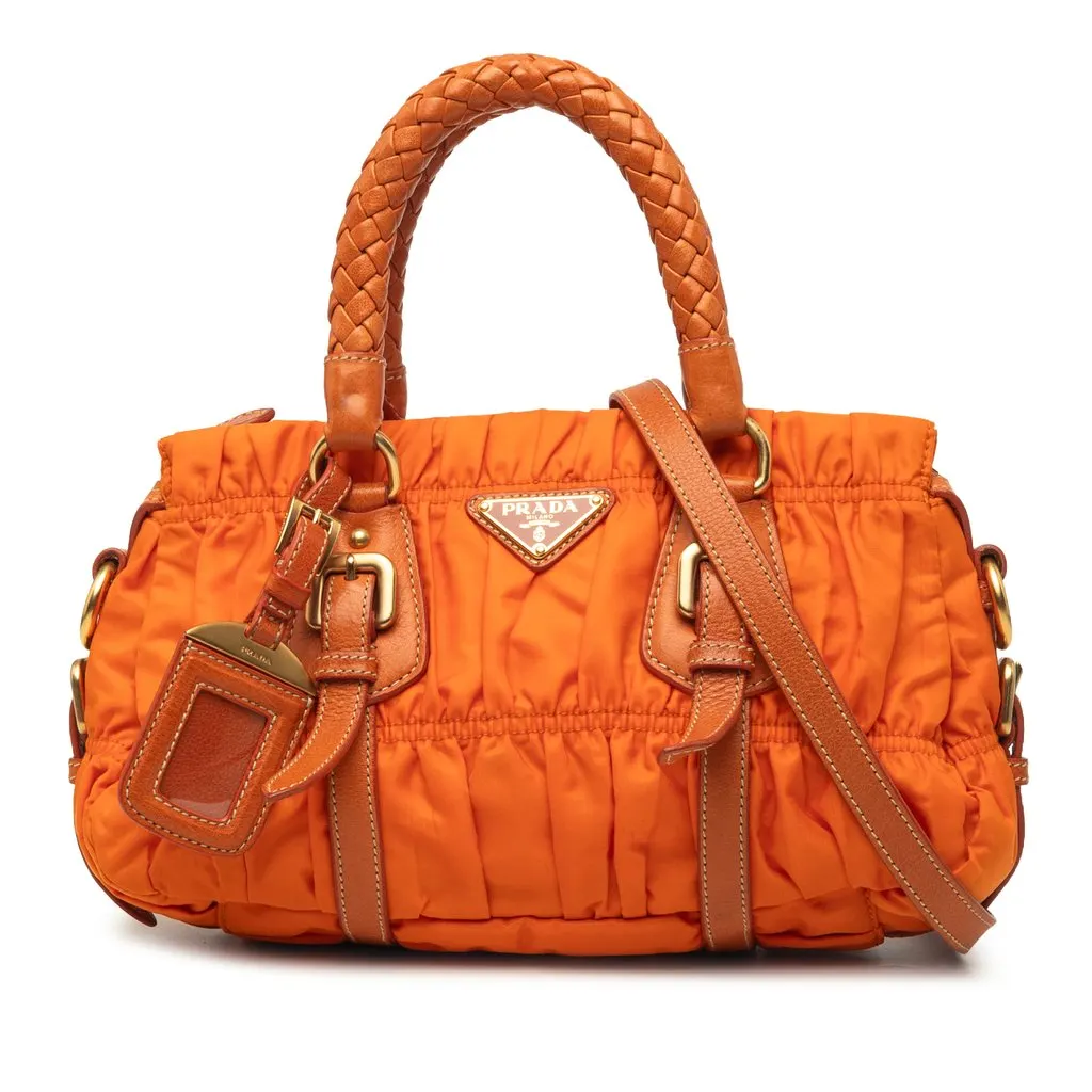 Prada Tessuto Gaufre Satchel Orange Polyamide Very good - Front View