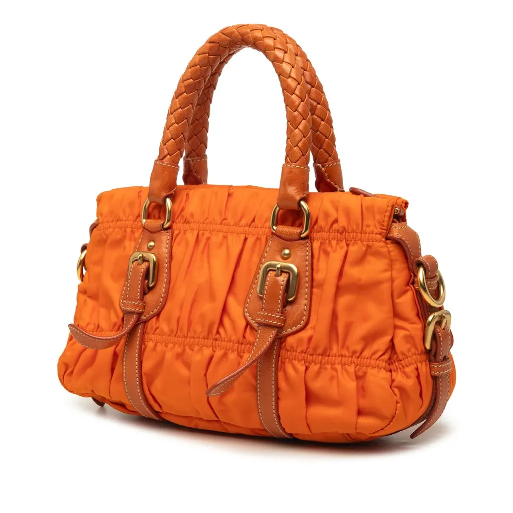Prada Tessuto Gaufre Satchel Orange Polyamide Very good - Back View