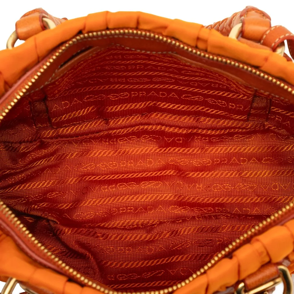 Prada Tessuto Gaufre Satchel Orange Polyamide Very good - Model View