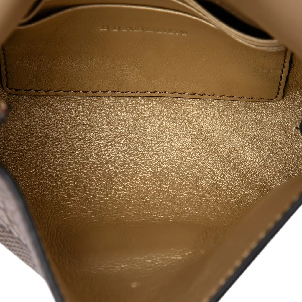 Burberry Embossed Grain Check Leather Langley Crossbody Gold Leather Very good - Model View