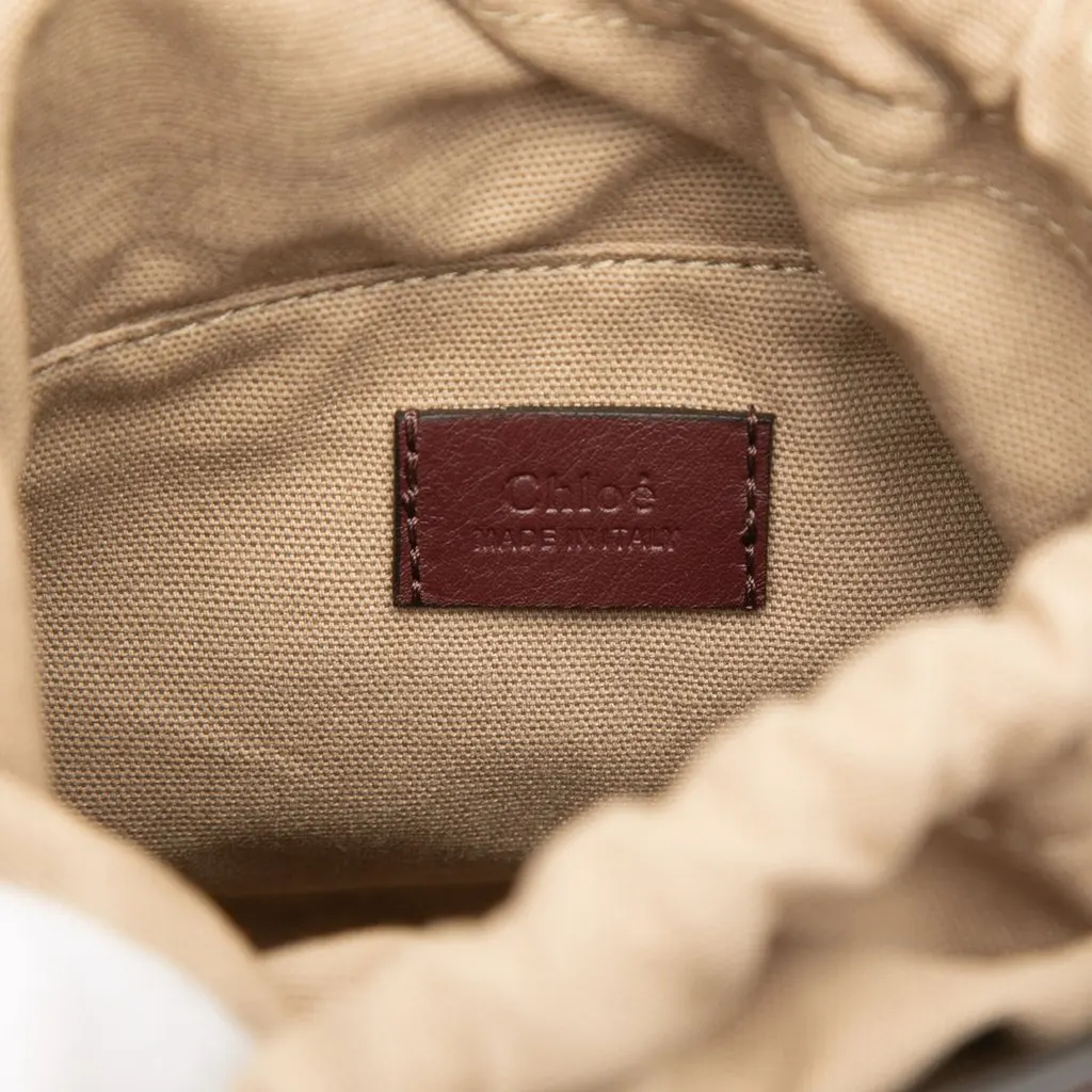 Chloé Mini Bicolor Embroidered Horses Calfskin Roy Bucket Bag Brown Leather Very good - Box View