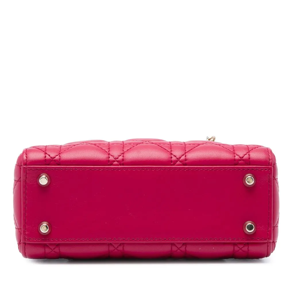 Dior Mini Lambskin Cannage Lady Dior Red Leather Very good - Inside View