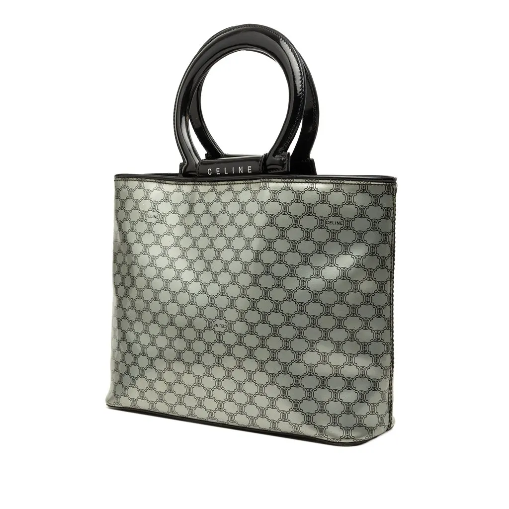 Celine Macadam PVC Top Handle Bag Silver Plastic Good - Back View
