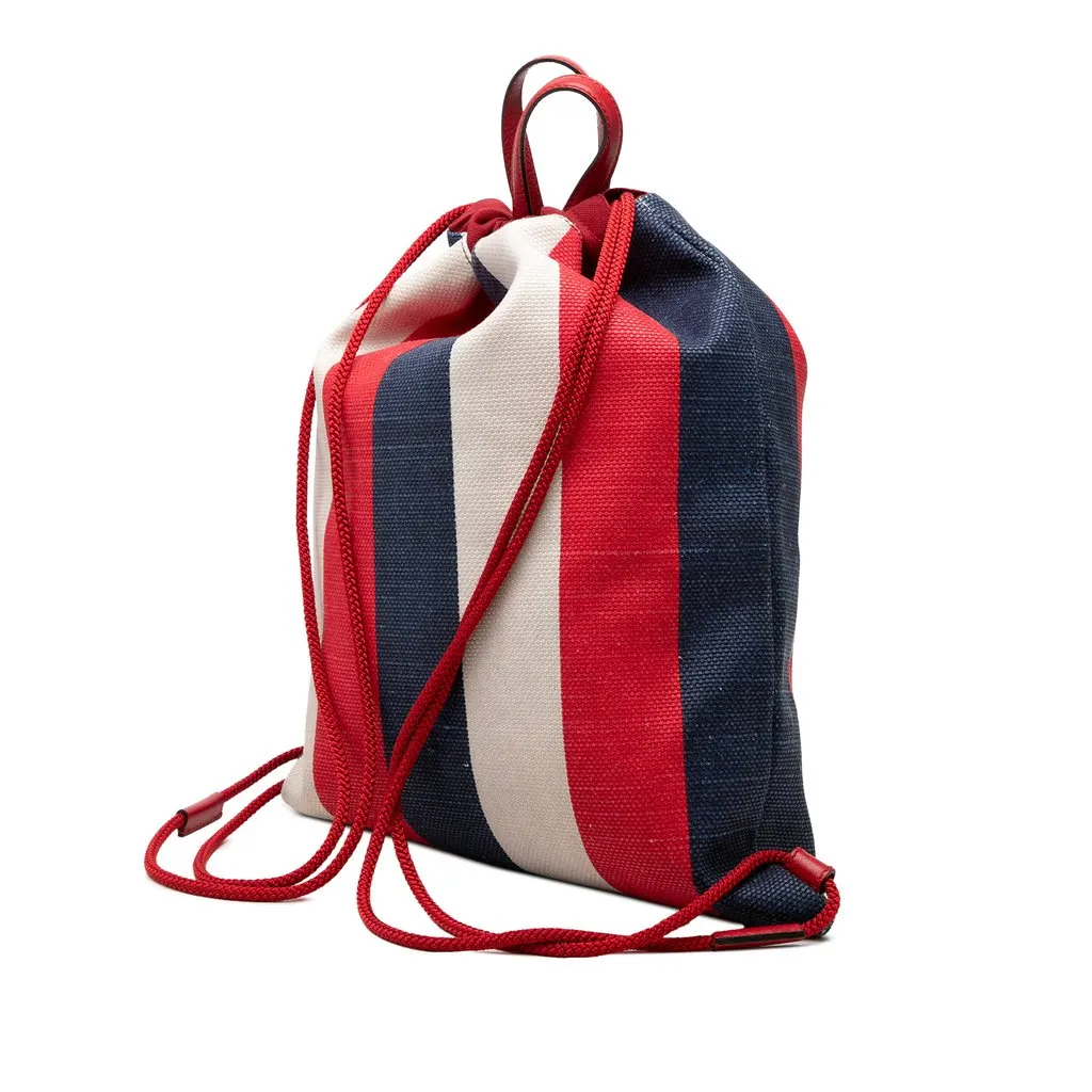 Gucci Canvas Sylvie Baiadera Web Drawstring Backpack Red Very good - Back View