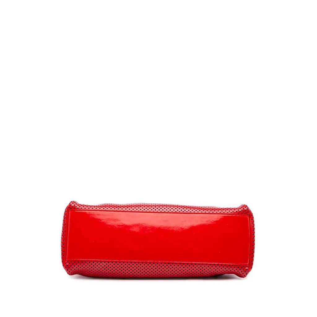 Fendi Perforated Patent Etniko Du Jour Handbag Red Leather Very good - Inside View